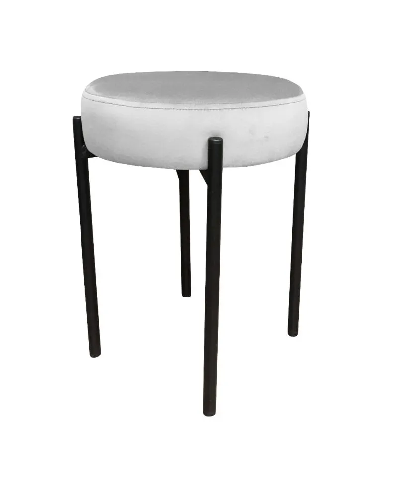 Taboret TORIN MG VELVET jasno szary na metalowych nogach | MIRAT.
