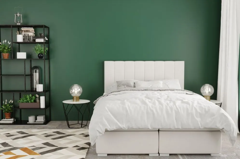 Łóżko kontynentalne SALIMA 140 bordowe velvet z pojemnikiem i materacem | MIRAT. styl GLAMOUR
