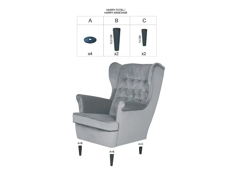 Fotel uszak HARRY VELVET cynamonowy do salonu | MIRAT. styl GLAMOUR, VINTAGE