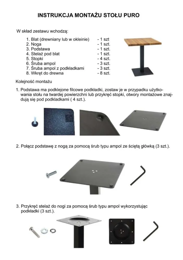 Stół PURO dąb laminat/czarny kwadratowy loftowy | MIRAT. w stylu LOFT kolekcja