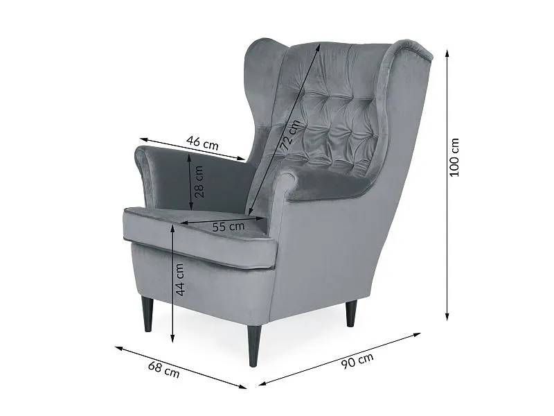 Fotel uszak HARRY VELVET cynamonowy do salonu | MIRAT. styl GLAMOUR, VINTAGE