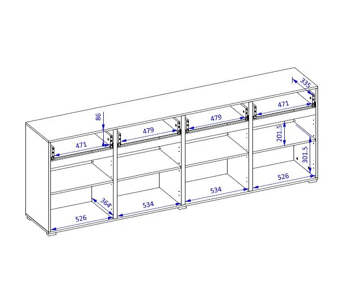 Komoda CROSS 4D4S 225cm zielona/czarna z płyty laminowanej I sklep meblowy MIRAT.  kolekcja HV-CROSS