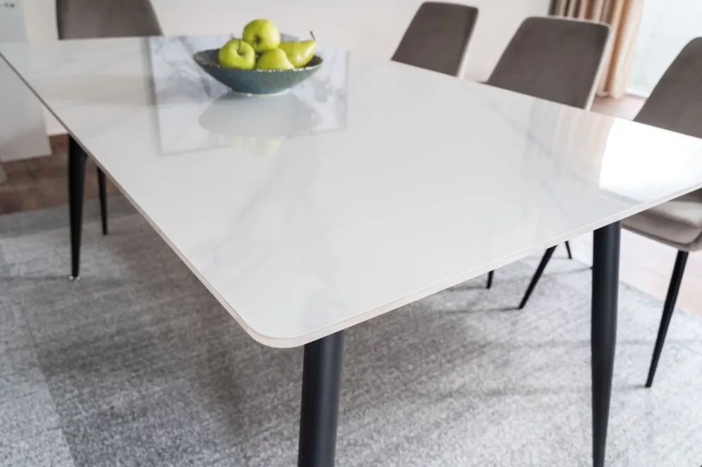 Stół RION 160x90 biały/czarny ceramiczny I sklep meblowy MIRAT. styl LOFT