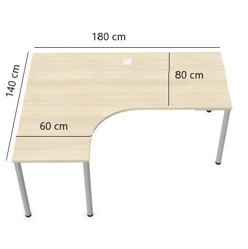 Biurko narożne EASY SPACE I-LEG LS 180x140cm czarne grafitowe I sklep meblowy MIRAT.