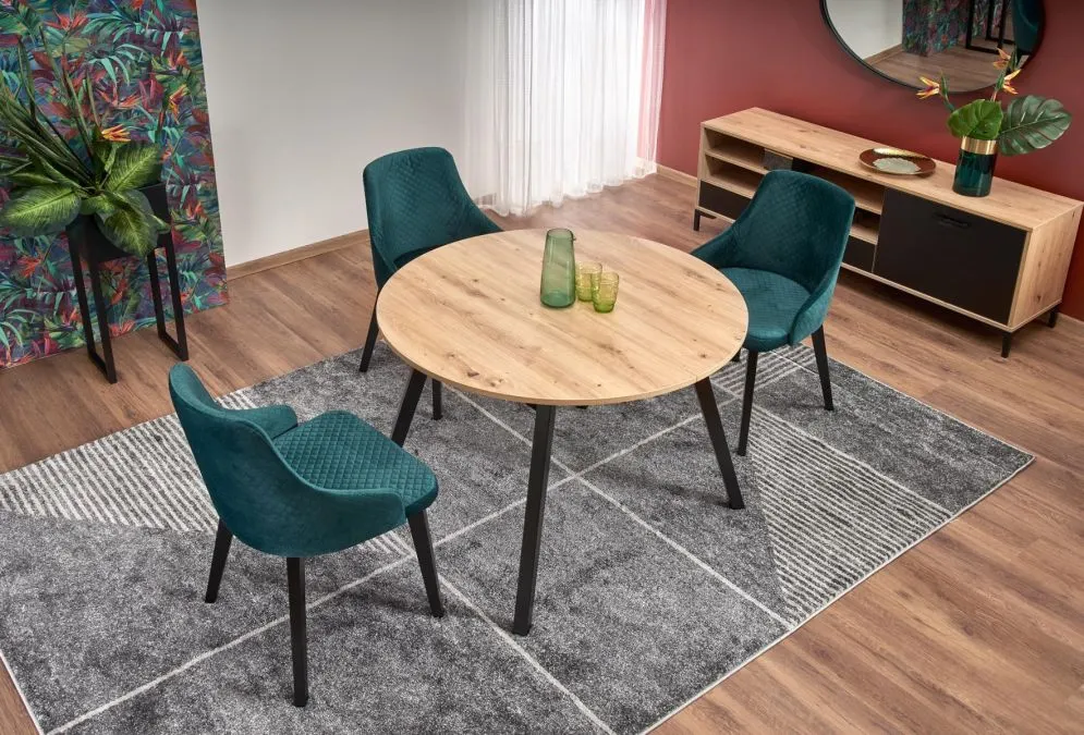 Stół RUBEN 102(142)x102 dąb artisan rozkładany okrągły | MIRAT. w stylu LOFT kolekcja