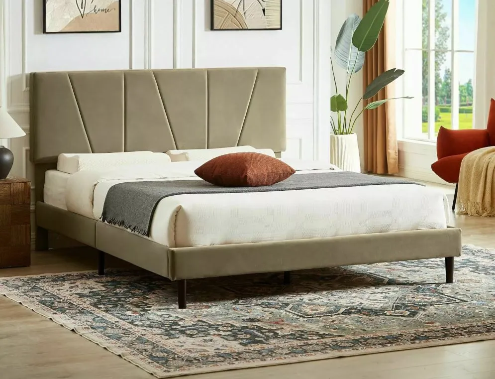 Łóżko tapicerowane SAVANA VELVET 120x200 beżowe aksamitne I sklep meblowy MIRAT. styl GLAMOUR