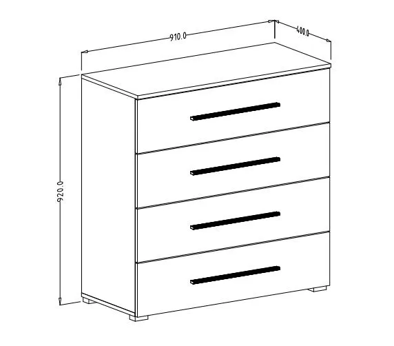 Komoda BETA 4S 91cm dąb muavella/czarna loftowa I sklep meblowy MIRAT. styl LOFT