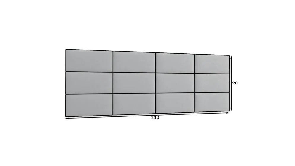 Zestaw 12 welurowych paneli tapicerowanych SQUARE 240x90 szary I sklep meblowy MIRAT.