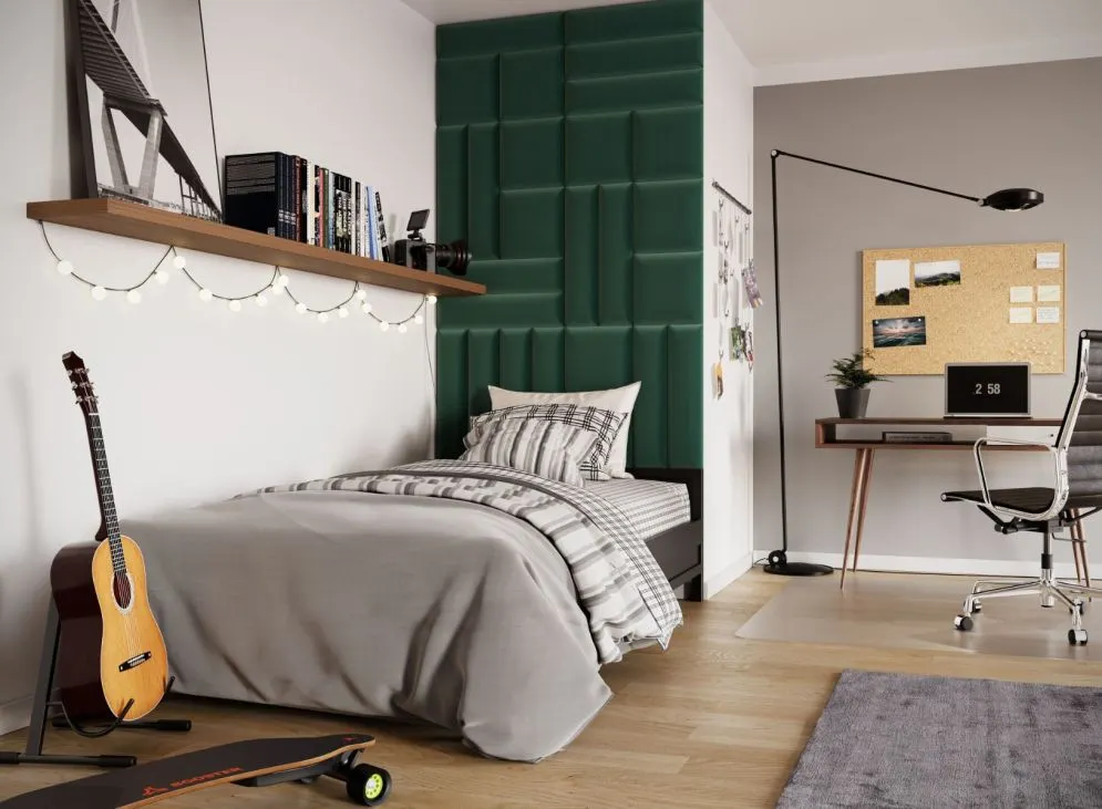 Panel tapicerowany SQUARE 50x20 zielony do sypialni I sklep meblowy MIRAT.