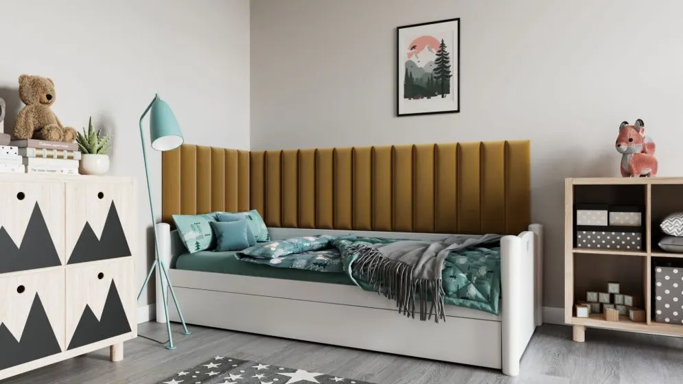 Zestaw 20 paneli tapicerowanych SQUARE 210x90x60 żółty na ścianę I sklep meblowy MIRAT.