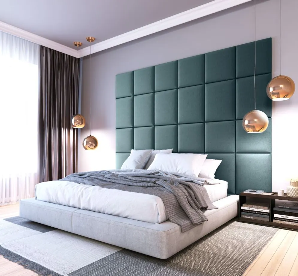 Panel tapicerowany SQUARE 50x40 morski na ścianę I sklep meblowy MIRAT.