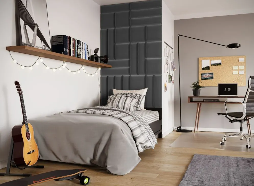 Panel tapicerowany SQUARE 60x15 ciemnoszary do biura na ścianę I sklep meblowy MIRAT.