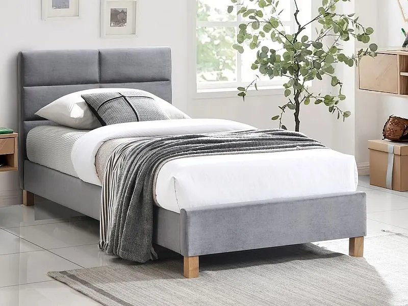 Łóżko tapicerowane SIERRA VELVET 90x200 szare welurowe I sklep meblowy MIRAT. styl GLAMOUR