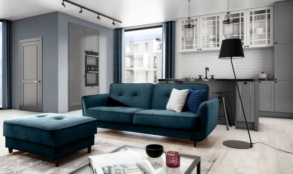 Sofa rozkładana BELLIS VELVET granatowa I sklep meblowy MIRAT.