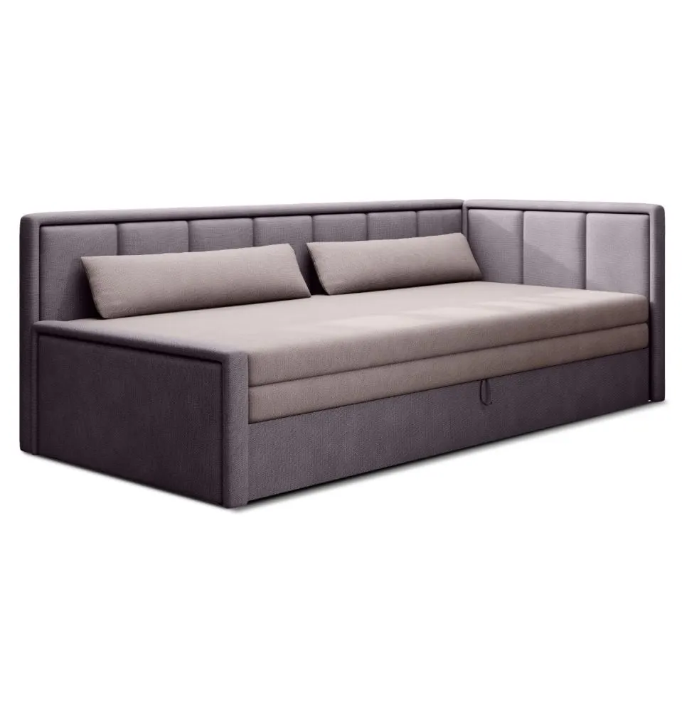 Welurowa sofa rozkładana z funkcją spania FULGEO fioletowa/różowa prawa I sklep meblowy MIRAT.