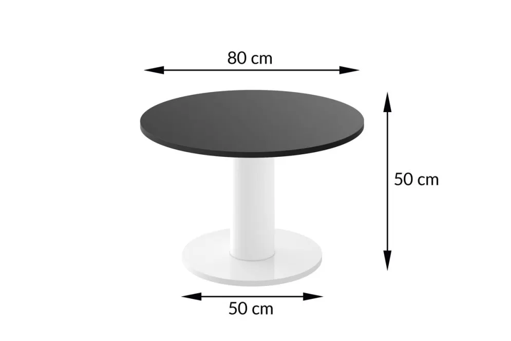 Stolik kawowy SOLO MINI ⌀80cm biały mat/czarny I sklep meblowy MIRAT. styl GLAMOUR kolekcja SOLO MINI