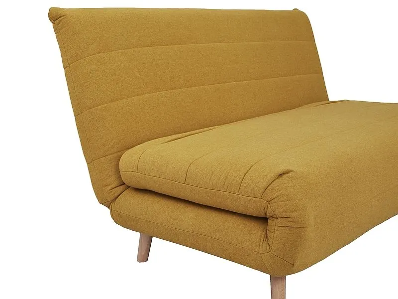 Sofa rozkładana z funkcją spania SPIKE II curry z poduszkami | MIRAT. styl SKANDYNAWSKI