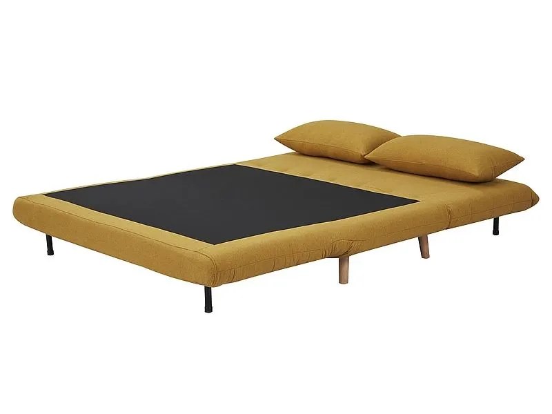Sofa rozkładana z funkcją spania SPIKE II curry z poduszkami | MIRAT. styl SKANDYNAWSKI