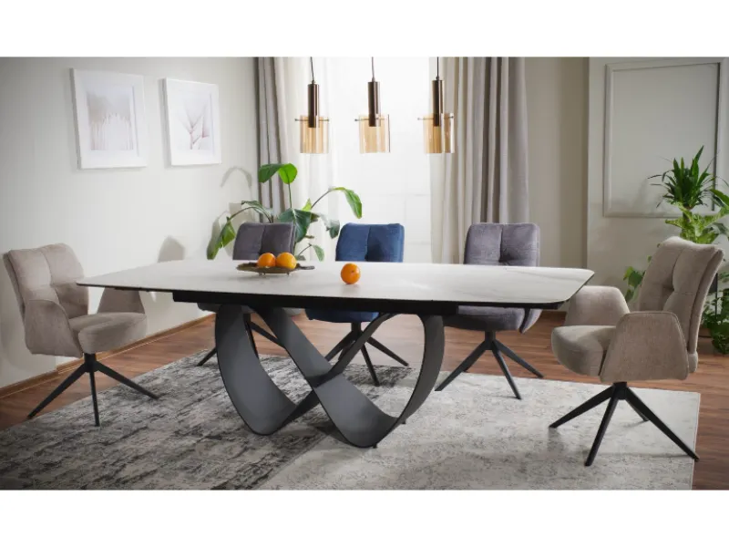 Stół ceramiczny Infinity 160(240)x95 cm z podstawą w kształcie nieskończoności | MIRAT styl LOFT