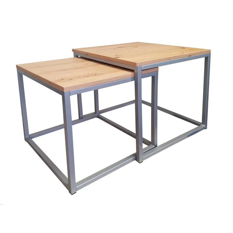 Stolik kawowy 2w1 CUBE dąb craft/srebrny loftowy I sklep meblowy MIRAT. styl LOFT