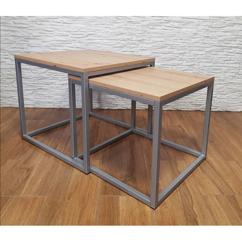 Stolik kawowy 2w1 CUBE dąb craft/srebrny loftowy I sklep meblowy MIRAT. styl LOFT