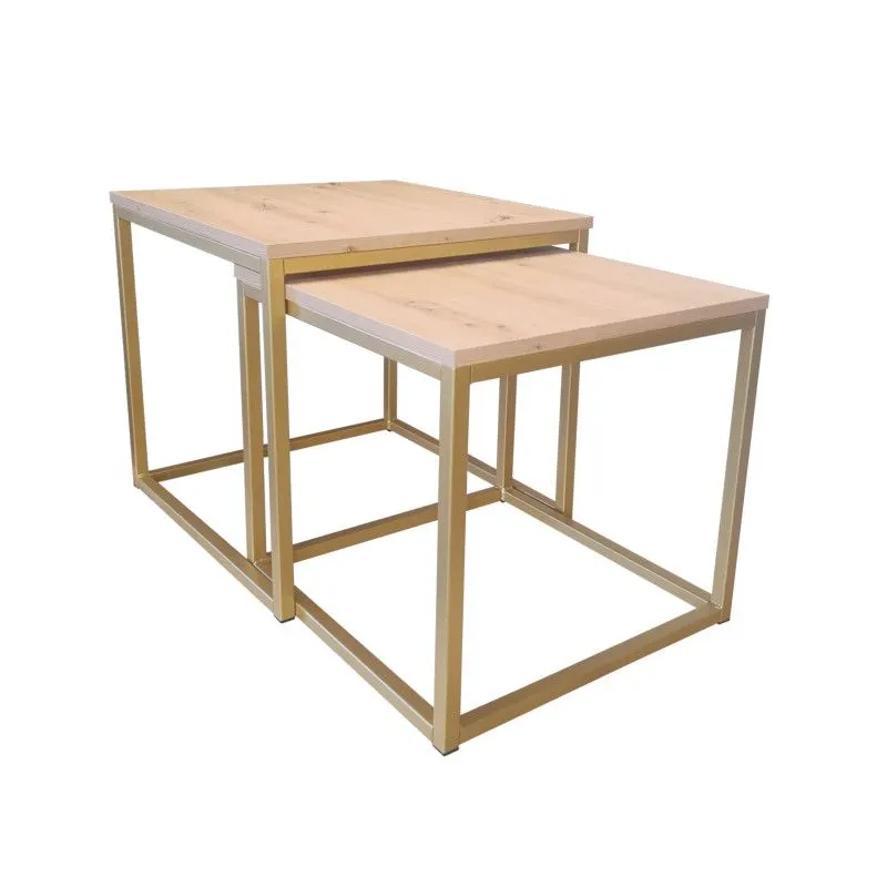 Stolik kawowy 2w1 CUBE dąb craft/złoty I kwadratowe sklep meblowy MIRAT. styl LOFT