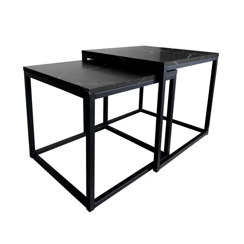 Stolik kawowy 2w1 CUBE marmur czarny kwadratowy I sklep meblowy MIRAT. styl LOFT