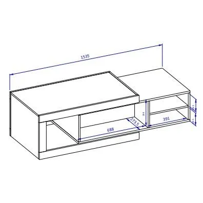 Stolik kawowy SINTRA 60x120(153) dąb samdal/biały połysk na kółkach I sklep meblowy MIRAT. styl SKANDYNAWSKI