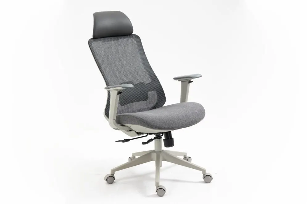Certyfikowany fotel ergonomiczny Ergon szary z podłokietnikami 4D | MIRAT