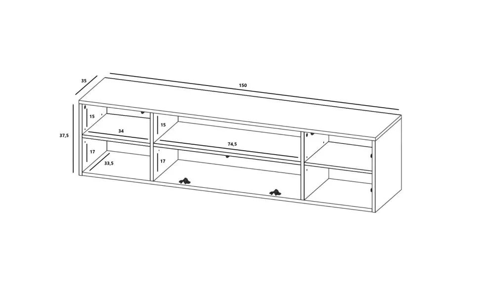 Szafka RTV TAL 2D1K 2 150cm wisząca granatowa mat do salonu I sklep meblowy MIRAT. styl GLAMOUR, LOFT, RYFLOWANY