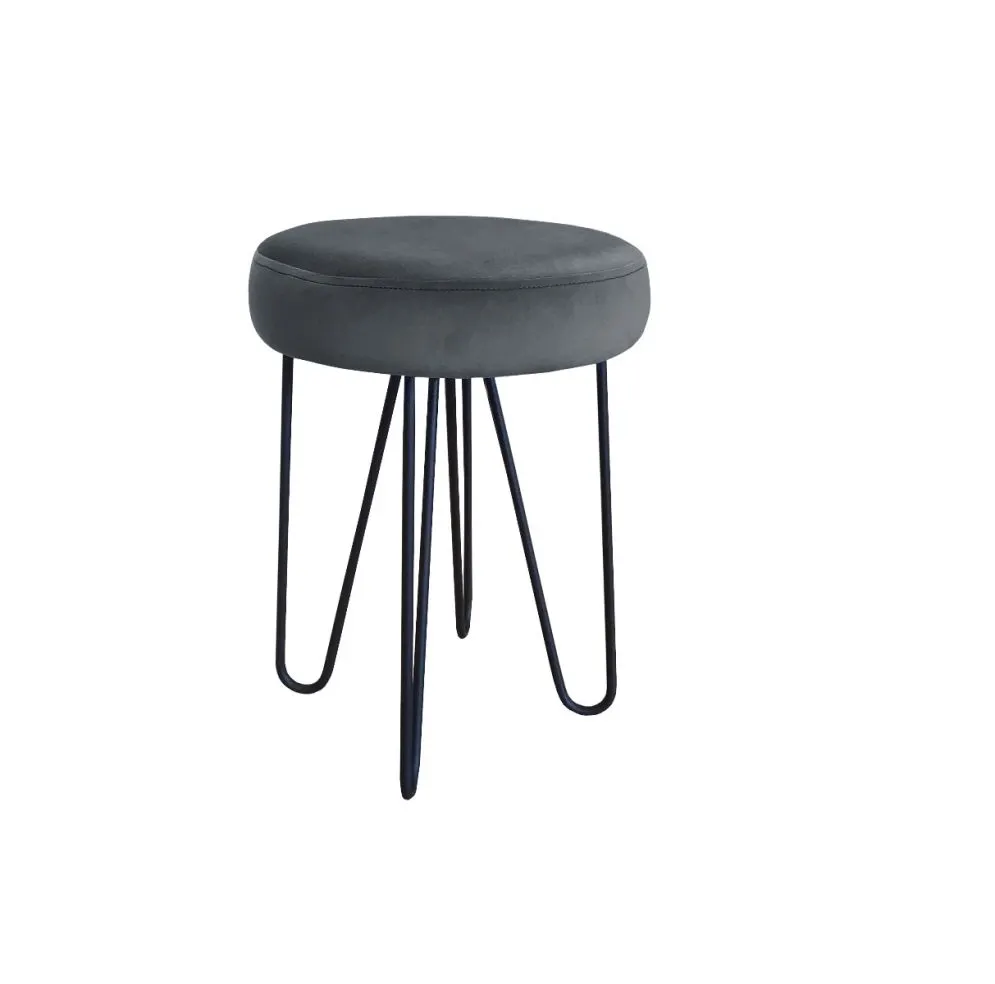 Taboret TORIN 2 BL VELVET ciemnoszary na metalowych nogach | MIRAT.