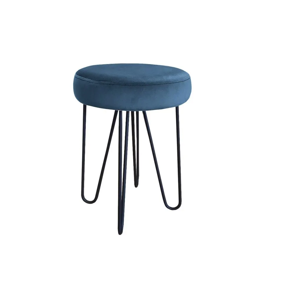 Taboret TORIN 2 MG VELVET ciemnoniebieski na metalowych nogach | MIRAT.