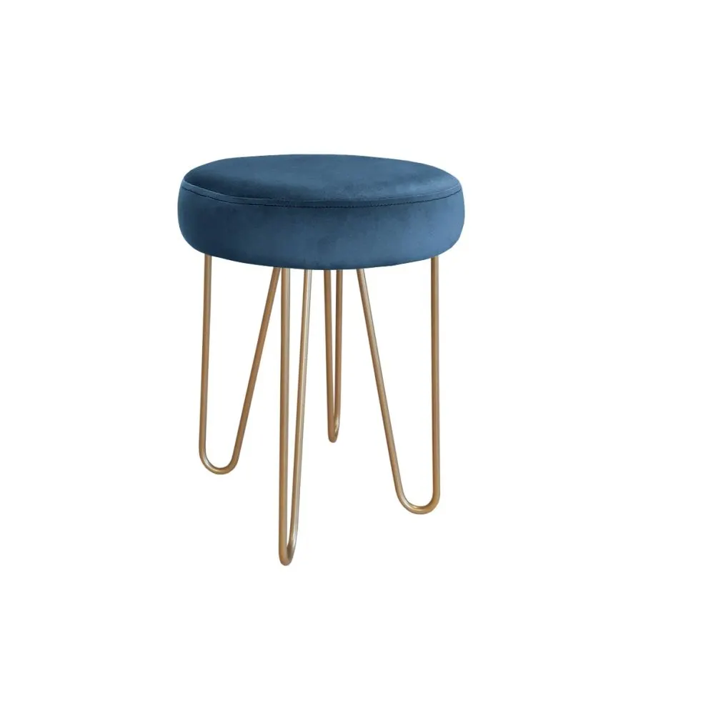 Taboret TORIN 2 MG VELVET ciemnoniebieski na metalowych nogach | MIRAT.