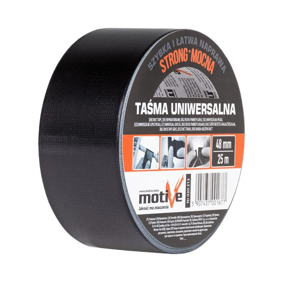 Taśma uniwersalna strong 48mm/25m czarna Motive | MIRAT