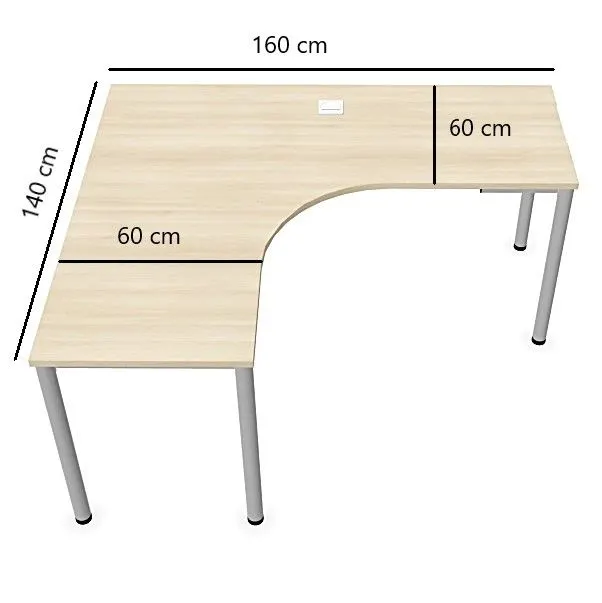 Biurko narożne EASY SPACE I-LEG LS 160x140cm kaszmirowe I sklep meblowy MIRAT.