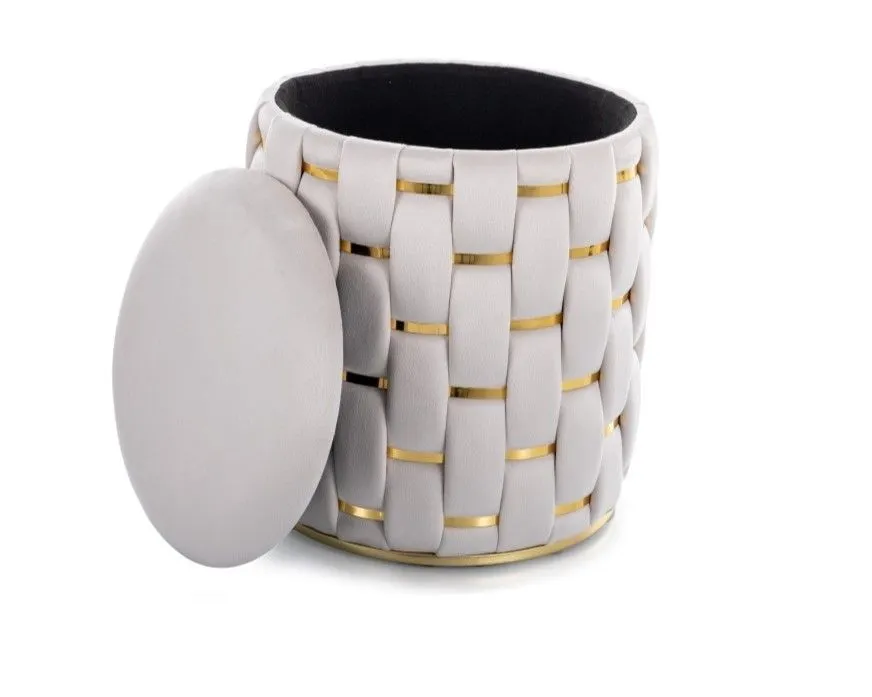 Pufa TIARA VELVET jasnobeżowa/złota I sklep meblowy MIRAT. styl GLAMOUR