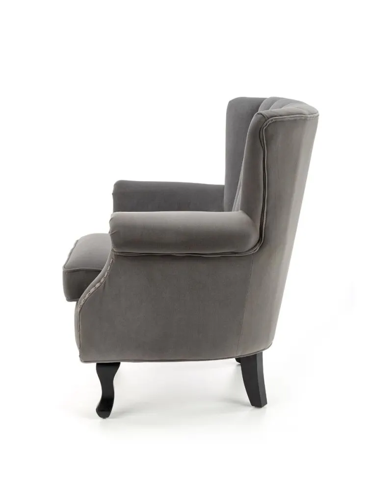 Fotel do salonu TITAN VELVET szary w stylu ludwikowskim | MIRAT.