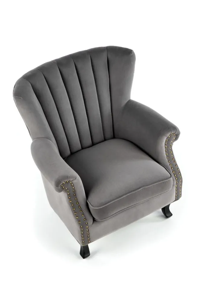 Fotel do salonu TITAN VELVET szary w stylu ludwikowskim | MIRAT.