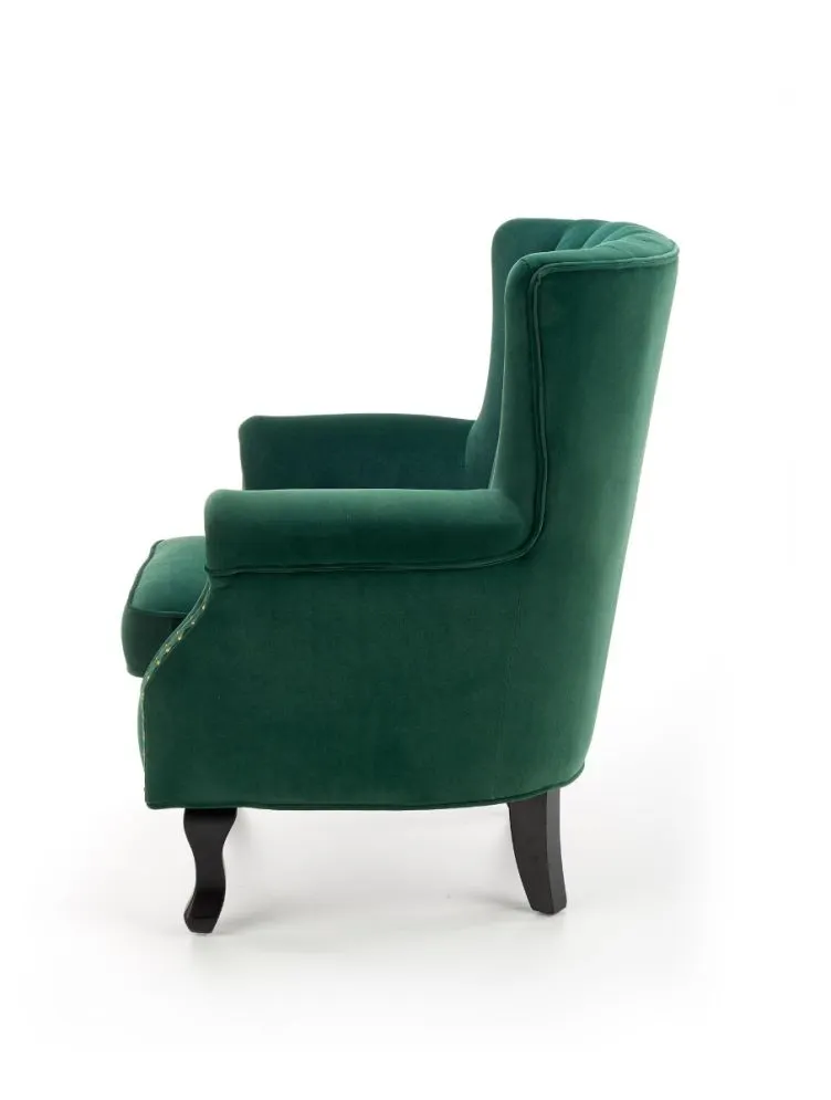 Fotel do salonu TITAN VELVET ciemnozielony w stylu ludwikowskim | MIRAT.