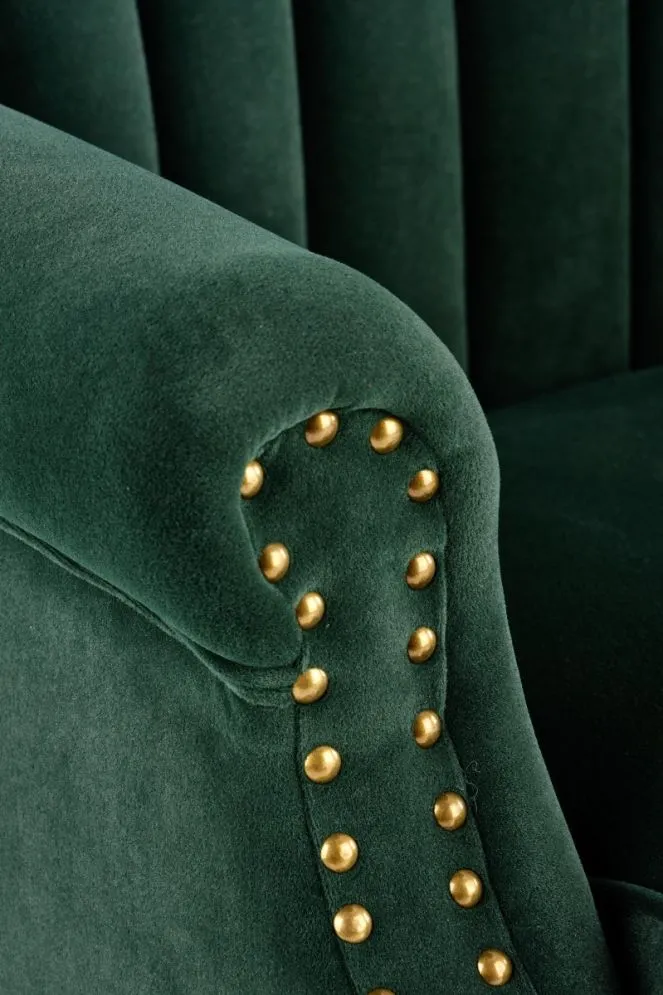Fotel do salonu TITAN VELVET ciemnozielony w stylu ludwikowskim | MIRAT.