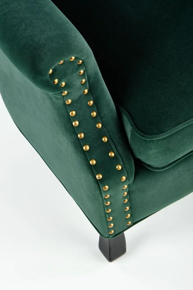 Fotel do salonu TITAN VELVET ciemnozielony w stylu ludwikowskim | MIRAT.