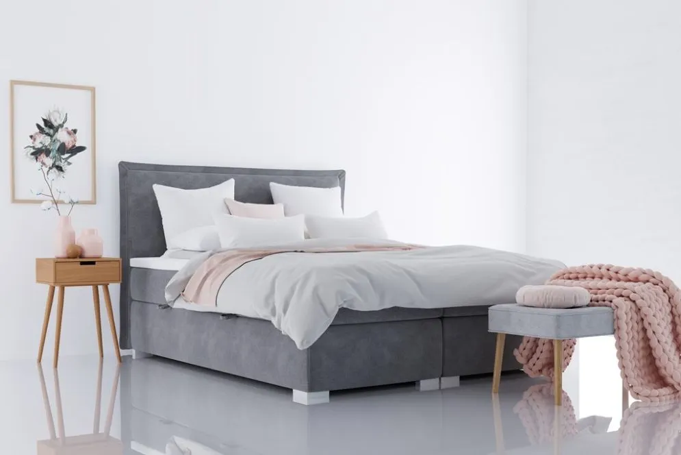 Łóżko kontynentalne VADUZ 180 czarne velvet z pojemnikiem do sypialni | MIRAT. w stylu GLAMOUR kolekcja