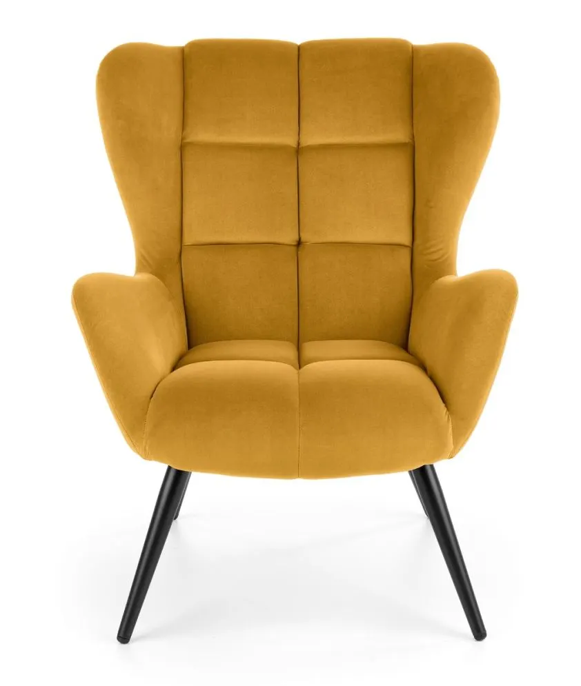 Fotel uszak TYRION VELVET musztardowy do salonu | MIRAT. w stylu LOFT kolekcja