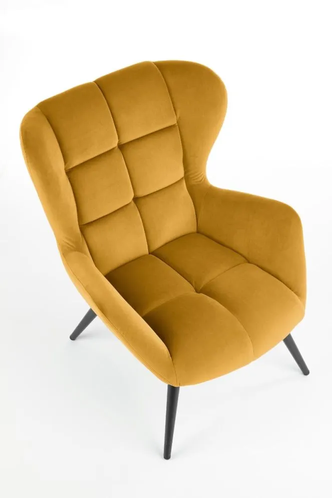 Fotel uszak TYRION VELVET musztardowy do salonu | MIRAT. w stylu LOFT kolekcja