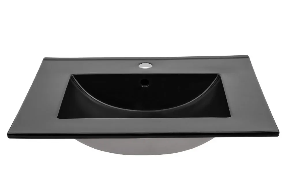 Szafka pod umywalkę BLACK WOTAN 82 60cm czarna/dąb ryflowane fronty I sklep meblowy MIRAT. styl LOFT, RYFLOWANY