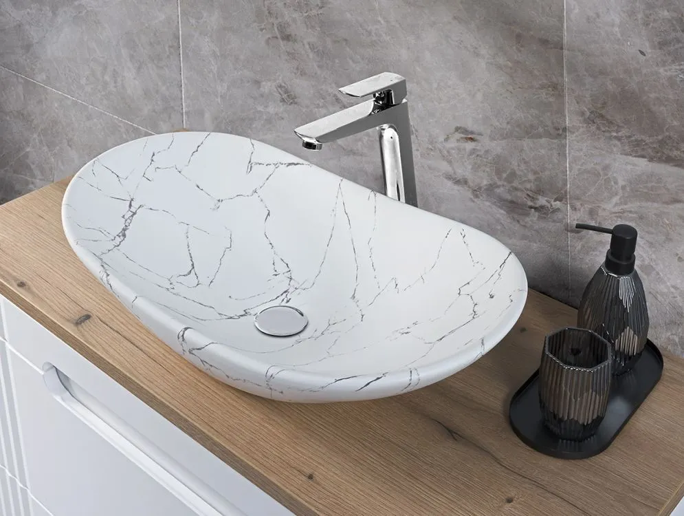 Wisząca szafka pod umywalkę OVALIA CREMONA 2S 100cm dąb cremona z umywalką nablatową LENA I sklep meblowy MIRAT. styl RYFLOWANY, SKANDYNAWSKI kolekcja OVALIA