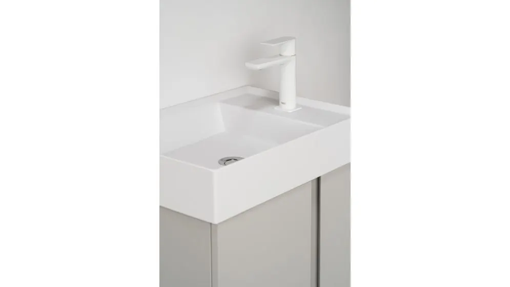 Umywalka meblowa UNIQ 50 cm Solid Surface biała mat bez otworu | MIRAT