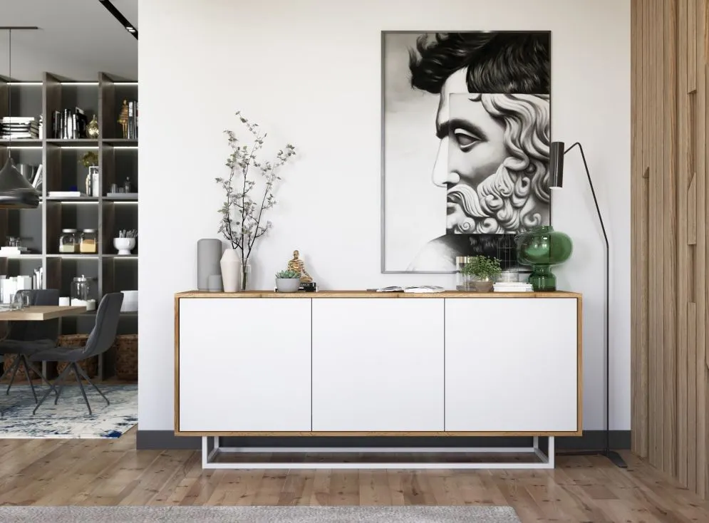 Komoda NILA 3D 168 dąb wotan/biała mat w stylu loft | MIRAT. styl LOFT kolekcja NILA