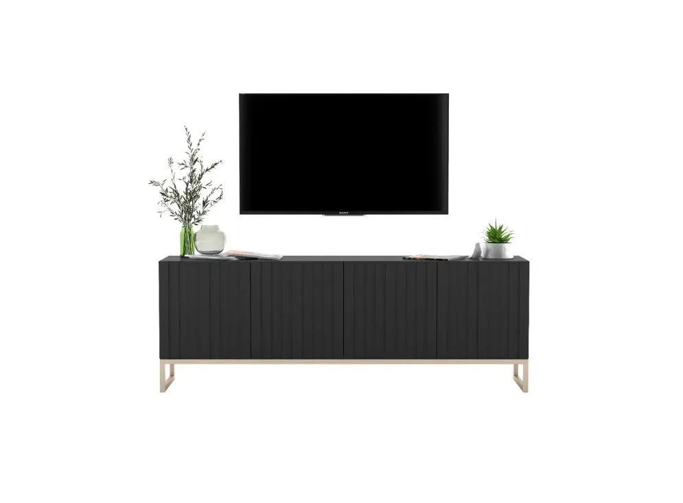 Szafka RTV TAL 150 czarna mat MEBLE LINDNER | MIRAT. w stylu GLAMOUR, LOFT kolekcja TAL