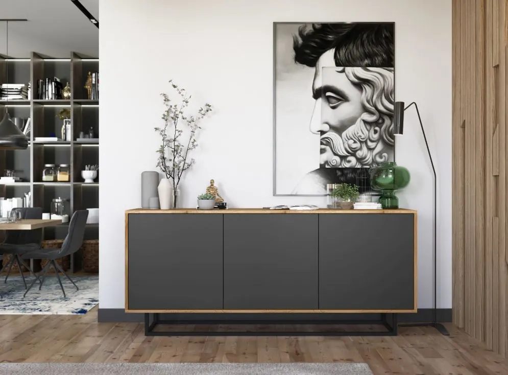 Komoda NILA 3D 168 dąb wotan/grafit mat w stylu loft | MIRAT. styl LOFT kolekcja NILA